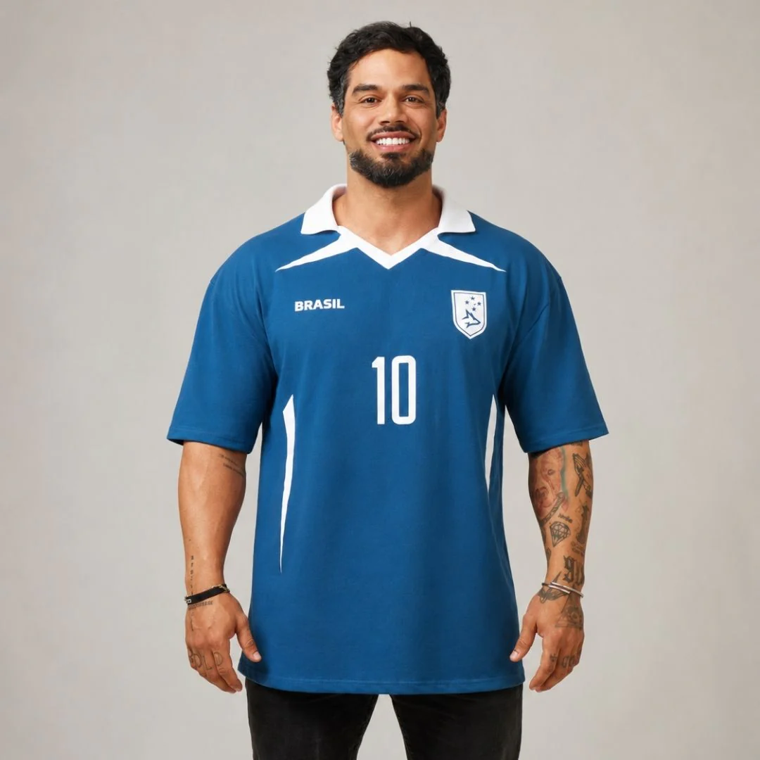 Camiseta Oversized Conquista Azul Vintage