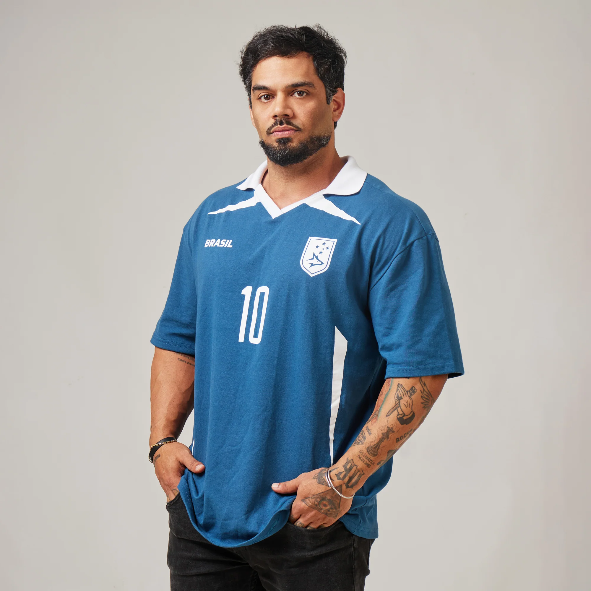 Camiseta Oversized Conquista Azul Vintage - Image 4