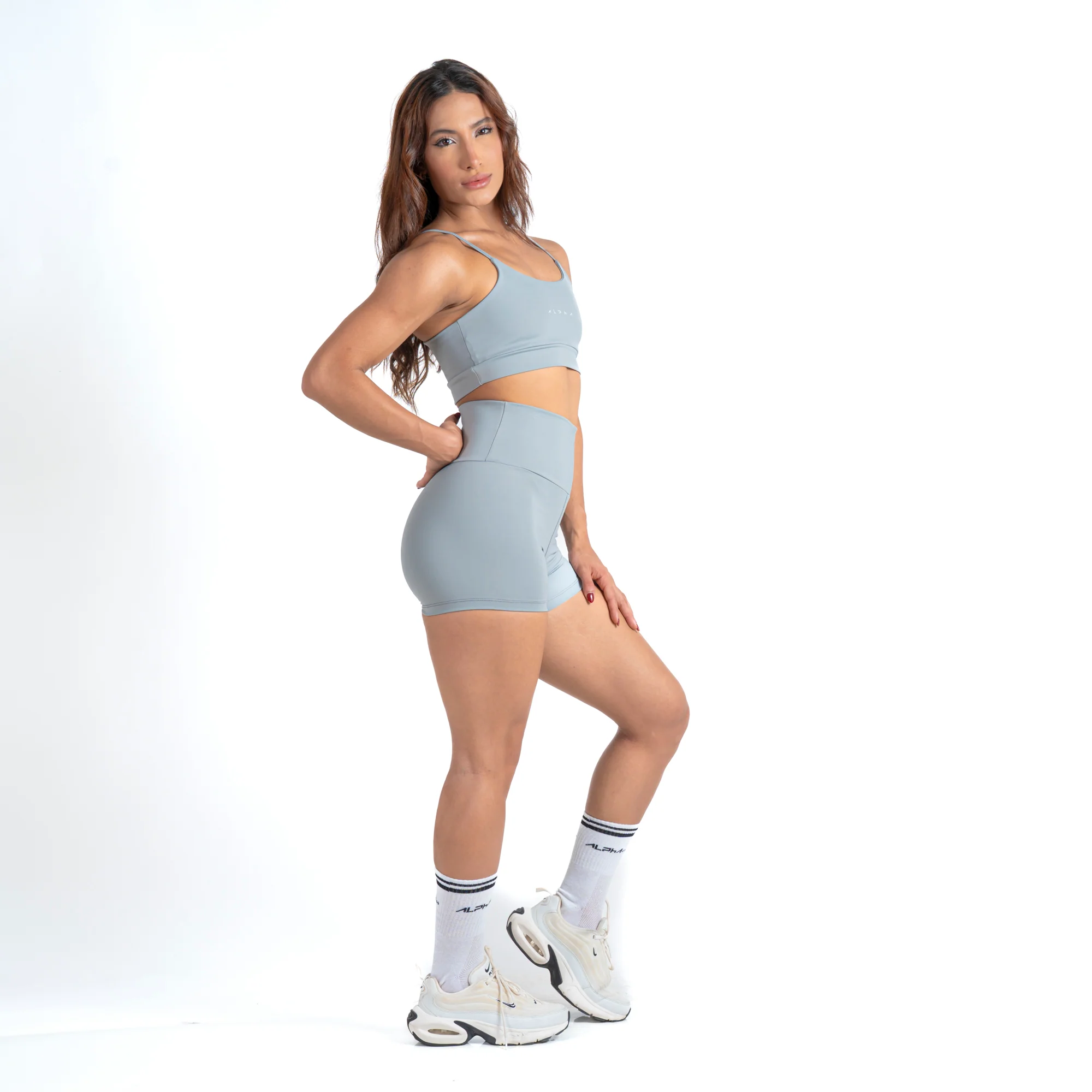 Conjunto Basic Feminino Top e Short - New Horizon Cinza - Image 2