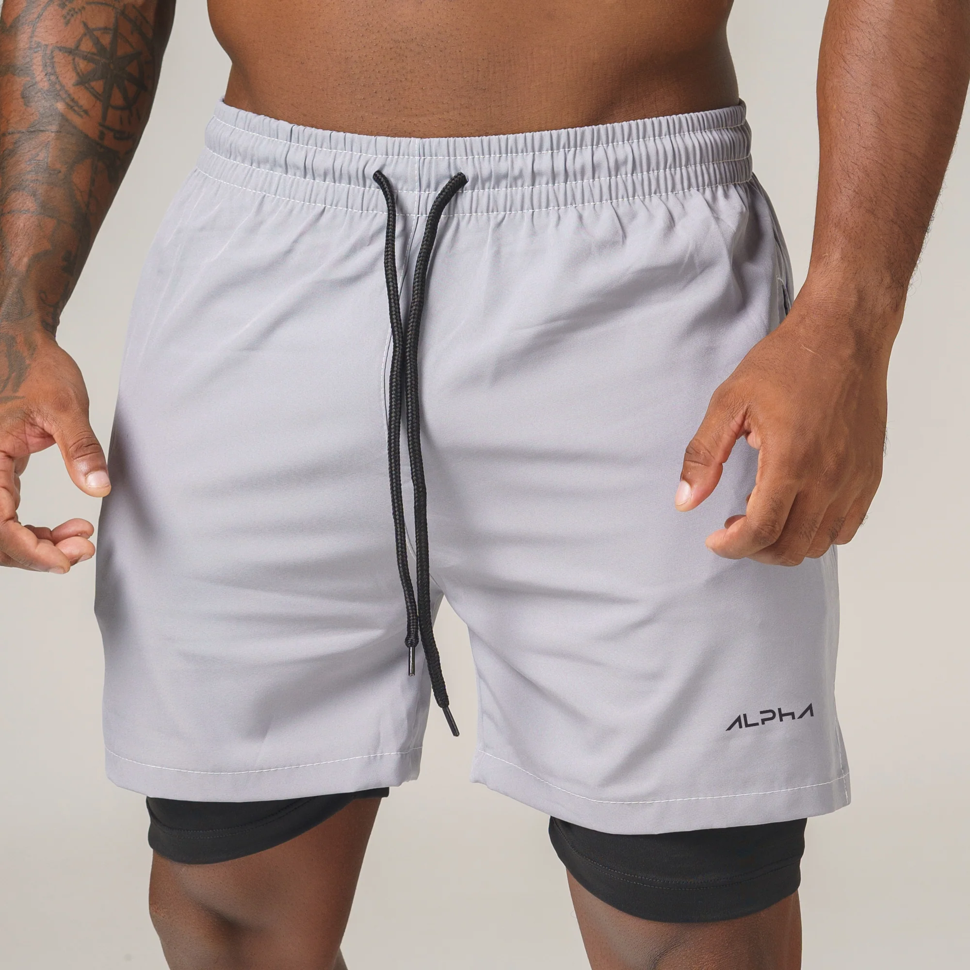 Short de Compressão Dry Fit Cinza Bolso Zíper - Fluid - Image 5